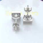 Load image into Gallery viewer, Pristine Purity: Bezel Encased Princess Cut White Moissanite Stud Earrings.