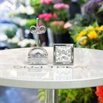 Load image into Gallery viewer, Pristine Purity: Bezel Encased Princess Cut White Moissanite Stud Earrings.