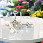 Load image into Gallery viewer, Golden Radiance: Bezel Set Yellow Moissanite Princess Cut Stud Earrings.