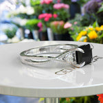 Load image into Gallery viewer, Dark Gem Allure: Emerald Cut 1.5ct Black Onyx Silver Ring with Artfully Twisted Shank