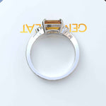Load image into Gallery viewer, Sunny Elegance & Graceful Swirls: Emerald Cut Citrine Ring with Signature Twisted Shank