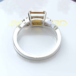 Load image into Gallery viewer, Sunny Elegance & Graceful Swirls: Emerald Cut Citrine Ring with Signature Twisted Shank
