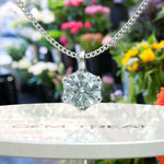 Load image into Gallery viewer, Radiant Sea Blue Round Aquamarine Solitaire Pendant Necklace in Sterling Silver