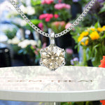 Load image into Gallery viewer, Where Elegance Meets Sparkle: Champagne Moissanite Luxe Solitaire Pendant Necklace Elegance