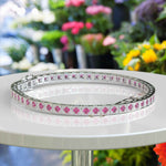 Load image into Gallery viewer, Elegance Unleashed: Round Pink Sapphire Tennis Bracelet Masterpiece