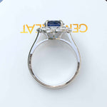 Load image into Gallery viewer, Deep Azure Dream: Round London Blue Topaz Ring with Moissanite Halo Brilliance