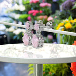 Load image into Gallery viewer, Pink Harmony: Smooth Round Rose Quartz Drop Earrings