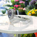 Load image into Gallery viewer, Alexandrite Pear Cut Halo Ring โ Timeless Beauty in Silver