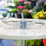 Load image into Gallery viewer, Artisan Crafted 4.0ct Blue Moissanite Bangle Bracelet in Emerald Cut