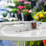 Load image into Gallery viewer, Crimson Elegance: 4.0ct Emerald Cut Garnet Bangle Bracelet Adorned with Marquise Moissanites