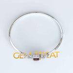 Load image into Gallery viewer, Red Radiance: Emerald Cut Ruby Bangle Bracelet with Glistening Marquise Moissanite Accents