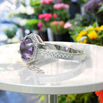 Load image into Gallery viewer, A Whisper of Elegance: Round Amethyst Engagement Ring in Silver