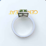 Load image into Gallery viewer, August's Elegance: Circular Peridot Ring Set in Miligrain-Edged Halo