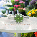 Load image into Gallery viewer, August's Elegance: Circular Peridot Ring Set in Miligrain-Edged Halo