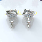 Load image into Gallery viewer, Celestial Seascape: Round Aquamarine Stud Earrings with Double Halos.