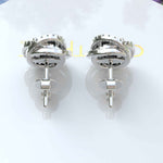 Load image into Gallery viewer, Night's Radiance: Round Black Onyx Stud Earrings with Moissanite Halo.