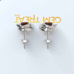 Load image into Gallery viewer, Regal Radiance: Garnet Earrings in Halo Design with Glistening Moissanite Accents.