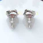 Load image into Gallery viewer, Regal Radiance: Garnet Earrings in Halo Design with Glistening Moissanite Accents.