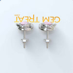 Load image into Gallery viewer, Romantic Radiance: Round Rose Quartz Stud Earrings with Double Moissanite Halo.