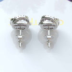 Load image into Gallery viewer, Romantic Radiance: Round Rose Quartz Stud Earrings with Double Moissanite Halo.