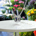 Load image into Gallery viewer, Classic Round Blue Sapphire Solitaire Pendant Necklace, a Touch of Elegance