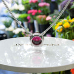 Load image into Gallery viewer, Crimson Elegance: Round Ruby Solitaire Pendant Necklace, a Touch of Radiance