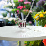 Load image into Gallery viewer, Crimson Elegance: Round Ruby Solitaire Pendant Necklace, a Touch of Radiance
