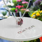 Load image into Gallery viewer, Crimson Elegance: Round Ruby Solitaire Pendant Necklace, a Touch of Radiance