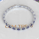 Load image into Gallery viewer, 8.0ct Oval Blue Sapphire Tennis Bracelet with Tiny Round Moissanites