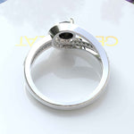 Load image into Gallery viewer, Dark Majesty: Circular Black Onyx Ring Framed by Dazzling Moissanite Halo