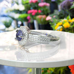 Load image into Gallery viewer, Silver Brilliance with Round Halo Blue Sapphire: An Enchanting Ring Design