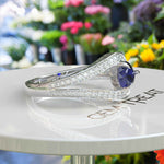 Load image into Gallery viewer, Silver Brilliance with Round Halo Blue Sapphire: An Enchanting Ring Design