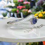 Load image into Gallery viewer, Silver Brilliance with Round Halo Blue Sapphire: An Enchanting Ring Design