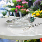 Load image into Gallery viewer, Verdant Elegance: Round Green Emerald Halo Ring