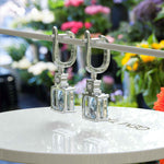 Load image into Gallery viewer, Blue Rhapsody: 10.0ct Asscher Cut Aquamarine Earrings in a Graceful Drop.