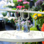 Load image into Gallery viewer, Sky’s Whisper: Blue Asscher Cut Moissanite Drop Earrings.