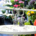 Load image into Gallery viewer, Elegant Echoes: Large 10.0ctw Asscher Cut Gray Moissanite Drop Earrings.