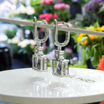 Load image into Gallery viewer, Elegant Echoes: Large 10.0ctw Asscher Cut Gray Moissanite Drop Earrings.