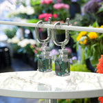 Load image into Gallery viewer, Green Harmony: Asscher Cut Emerald Earrings, Drop Styled.