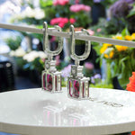 Load image into Gallery viewer, Red Rapture: Glistening Asscher Cut Ruby Drop Earrings.