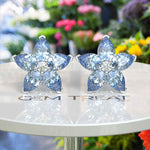Load image into Gallery viewer, Floral Fantasy: Clustered Pear Cut Blue Moissanite Earrings.