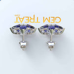 Load image into Gallery viewer, Starry Gaze: Blue Sapphire Pear Cut Cluster Earrings Brilliance