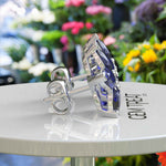 Load image into Gallery viewer, Starry Gaze: Blue Sapphire Pear Cut Cluster Earrings Brilliance