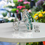 Load image into Gallery viewer, Garden Grace: Pear Cut Green Emerald Floral Style Earrings.