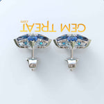Load image into Gallery viewer, Celestial Beauty: Pear Shaped London Blue Topaz Cluster Earrings.