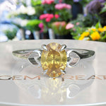 Load image into Gallery viewer, Golden Sunlight Captured: Oval Cut Yellow Sapphire in Solitaire Ring Setting