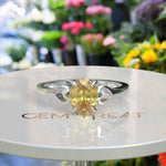 Load image into Gallery viewer, Golden Sunlight Captured: Oval Cut Yellow Sapphire in Solitaire Ring Setting
