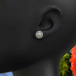 Load image into Gallery viewer, Golden Twilight: Champagne Moissanite Encased in Double Halo Stud Earrings