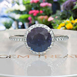 Load image into Gallery viewer, Nature's Palette Embodied: 2.0ct Round Alexandrite Halo Ring Radiates Color Shifts