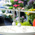 Load image into Gallery viewer, Golden Dawn: Pearl Drop Earrings Adorned with Round Citrine